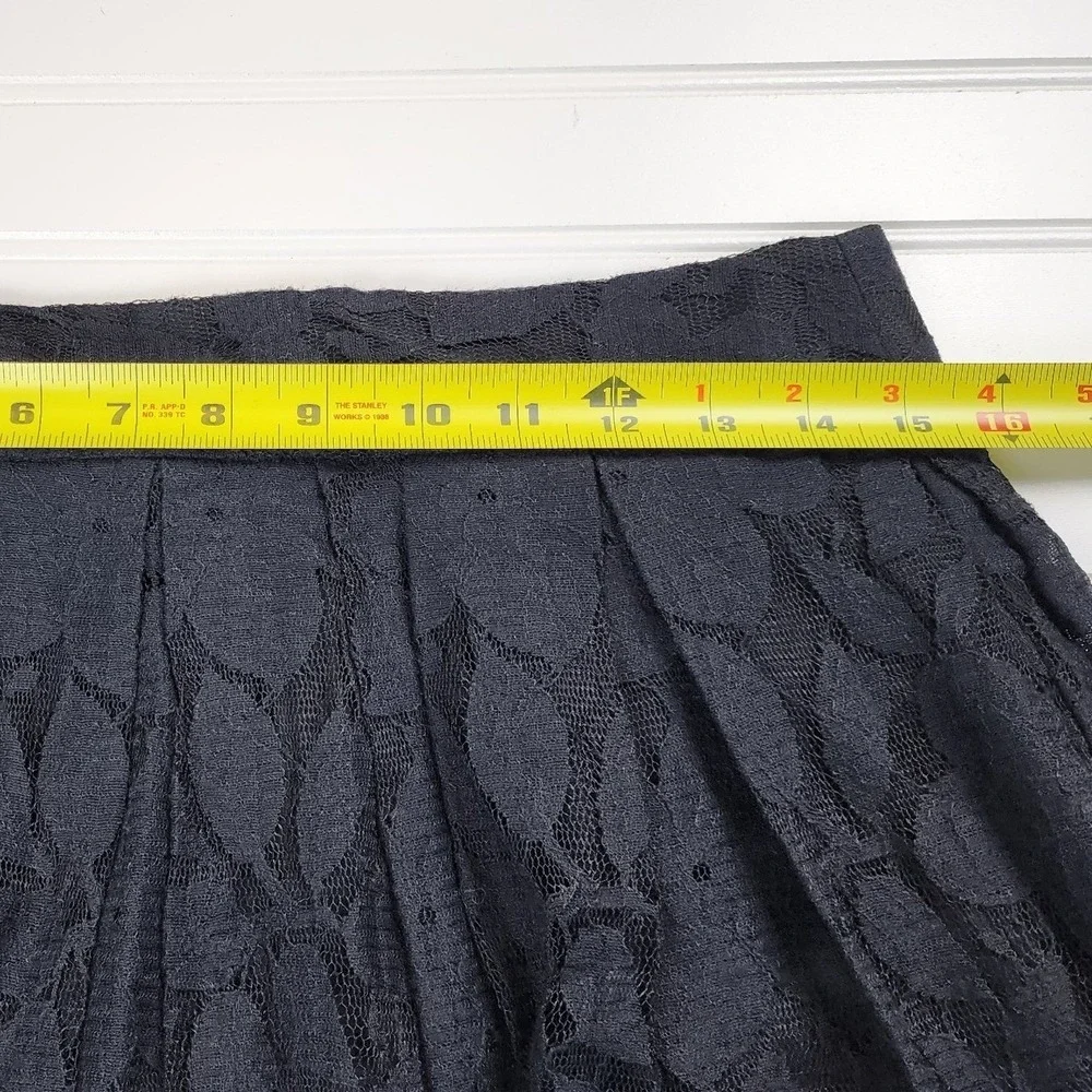 LOFT‎ Womens 4P Black Lace Mini Skirt Petite Lined Fit Flare Cocktail